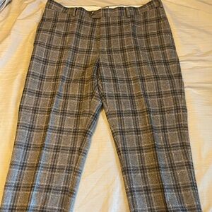 Suit Supply Wool Gray Plaid Trousers 36x28